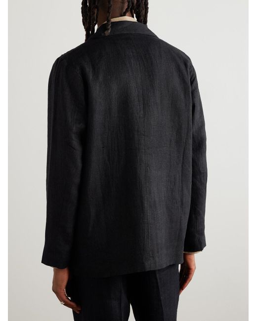 Kartik Research Black Embellished Linen-Canvas Blazer for men