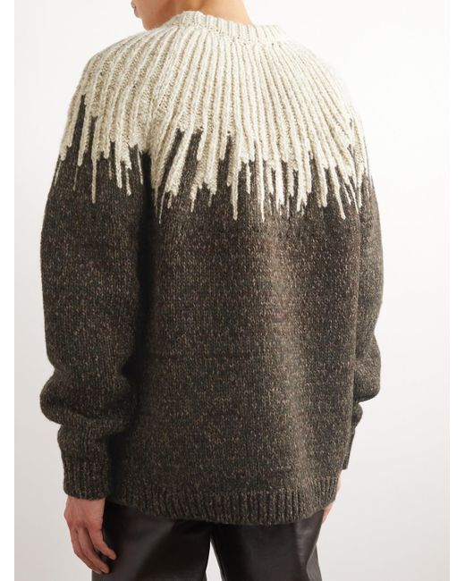 Bottega Veneta Black Jacquard-knit Wool Sweater for men