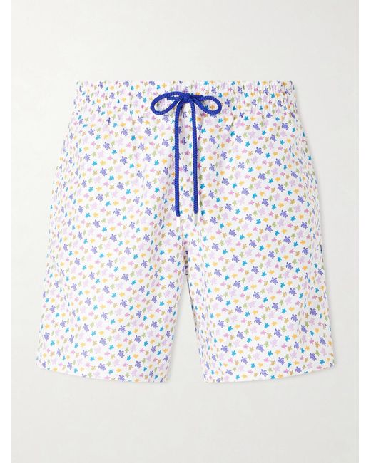 Vilebrequin Blue Moorea Straight-leg Mid-length Printed Swim Shorts for men