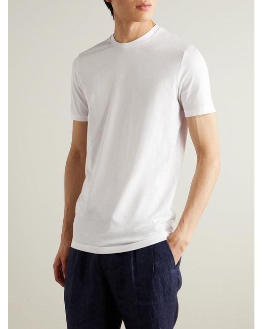 Altea White Lewis Slim-Fit Stretch-Cotton Jersey T-Shirt for men