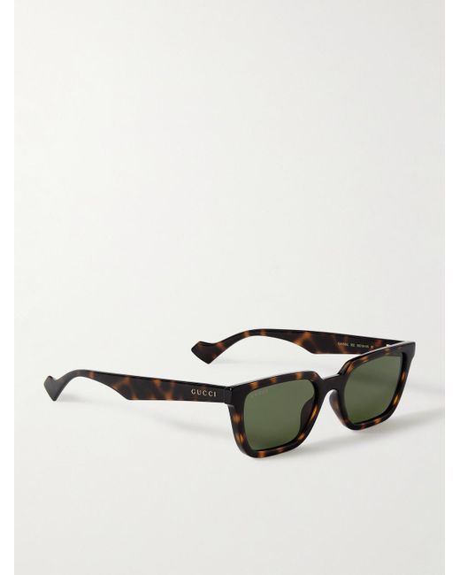 Gucci Sonnenbrille mit rechteckigem Rahmen aus Azetat in Schildpattoptik in Green für Herren