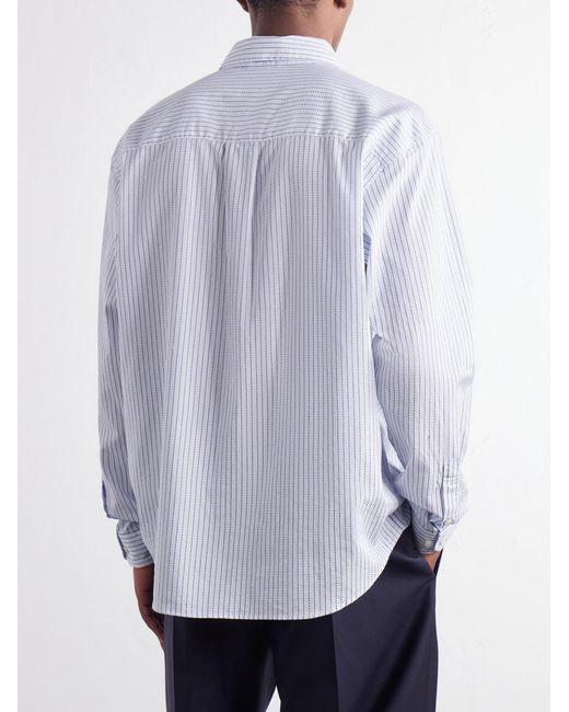 mfpen White Distant Striped Cotton-Poplin Shirt for men