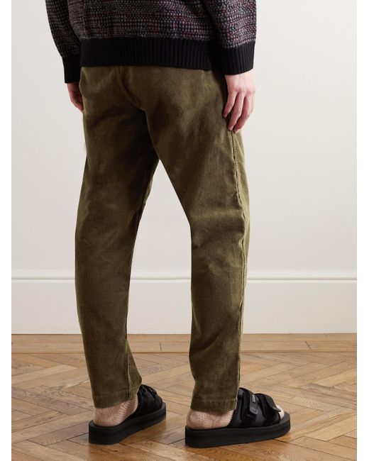 Orslow Green New Yorker Straight-leg Cotton-blend Corduroy Drawstring Trousers for men