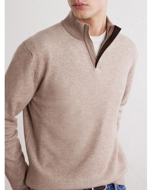 Slowear Pink Virgin Wool Half-Zip Sweater for men