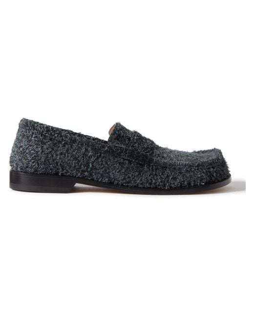 Loewe Black Campo Brushed-suede Penny Loafers for men