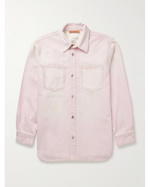 Acne Pink Karto U Traffic Distressed Denim Shirt for men