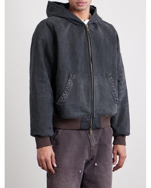 CHERRY LA Black Logo-appliquéd Cotton-canvas Hooded Jacket for men