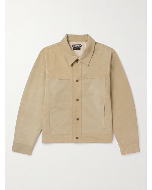 CHERRY LA Natural Suede Trucker Jacket for men