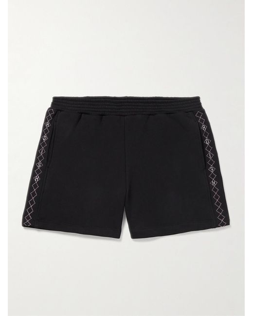 Adish Black Wide-leg Logo-embroidered Cotton-jersey Drawstring Shorts for men