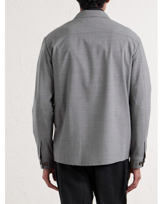 Eleventy Gray Wool-blend Flannel Overshirt for men