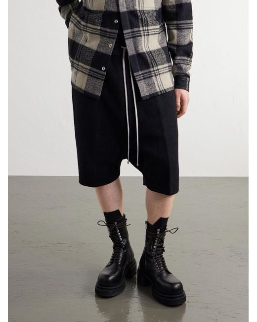 Rick Owens Black Bogun Leather Lace-Up Boots for men