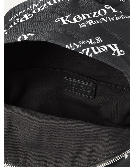 KENZO Black Logo-print Canvas Backpack for men