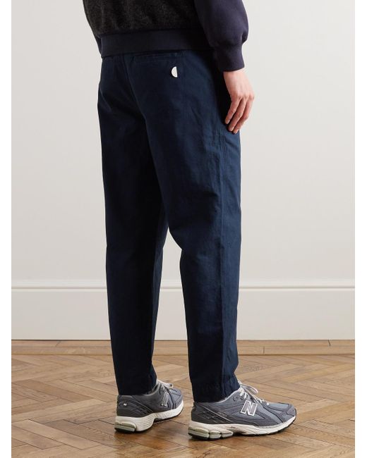 Folk Blue Assembly Straight-Leg Pleated Cotton-Twill Trousers for men