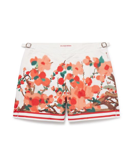 Orlebar Brown Red Bulldog Straight-leg Mid-length Floral-print Swim Shorts for men