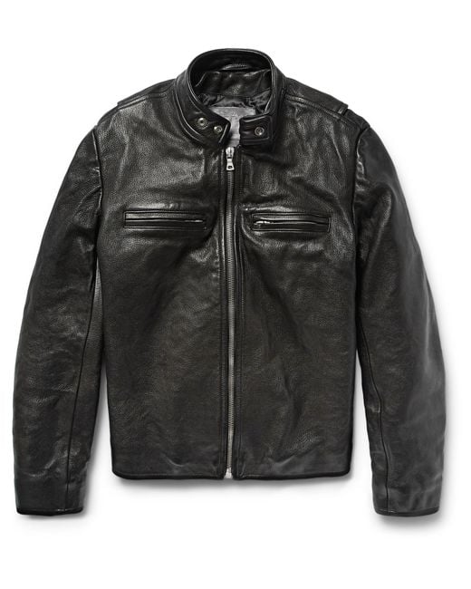 Jean Shop Black Full-grain Leather Café Racer Jacket for men