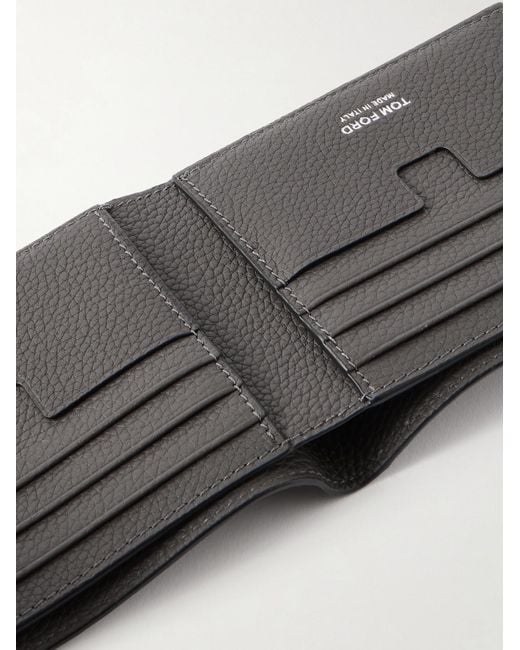 Tom Ford Gray Full-Grain Leather Billfold Wallet for men