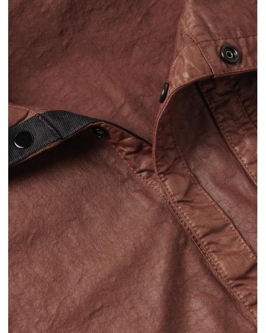 Stone Island Panama Kapuzenjacke aus Nylon mit kurzer Knopfleiste und Logodetail in Stückfärbung in Red für Herren
