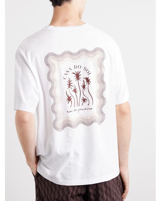 Frescobol Carioca White Dinis Printed Cotton-Jersey T-Shirt for men