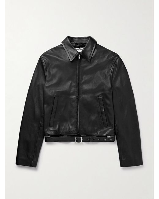 Acne Black Lascari Slim-Fit Belted Leather Jacket for men
