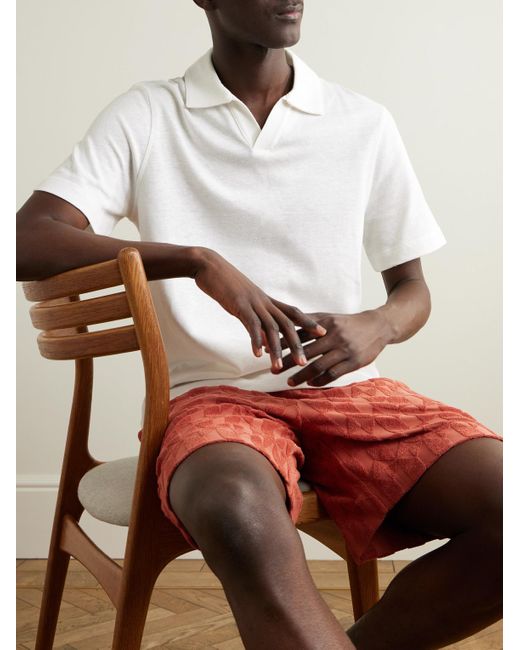 Mr P. White Linen And Organic Cotton-Blend Polo Shirt for men