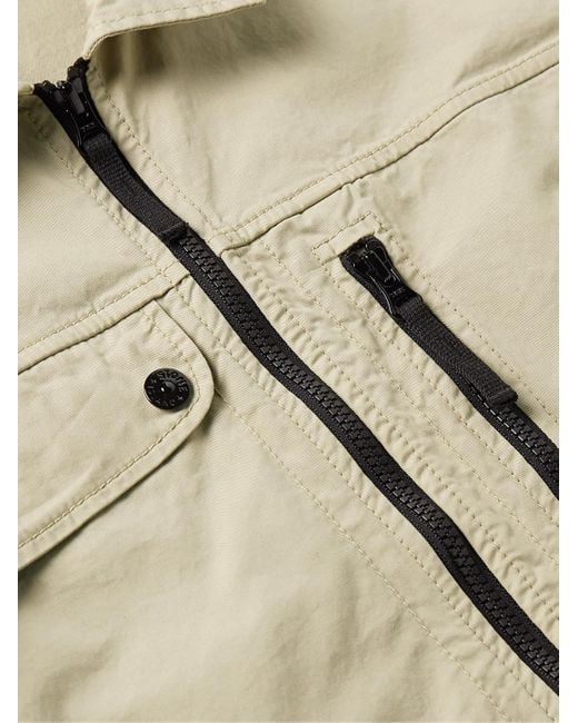 Stone Island Hemdjacke aus Stretch-Baumwolle mit Logoapplikation in Stückfärbung in Natural für Herren
