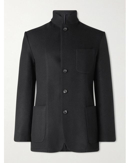 Saman Amel Black Nehru Wool Jacket for men