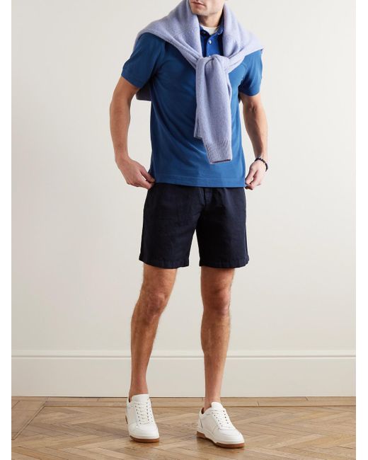 Mr P. Blue Slim-fit Cotton-piqué Polo Shirt for men