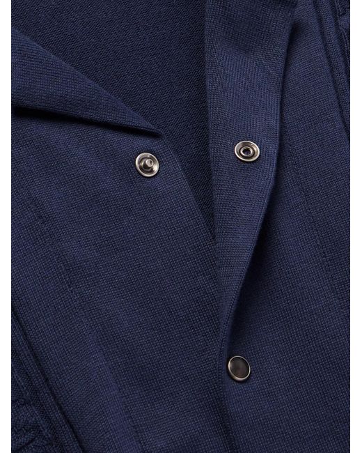 Brunello Cucinelli Blue Slim-fit Jacquard-knit Cotton Shirt for men