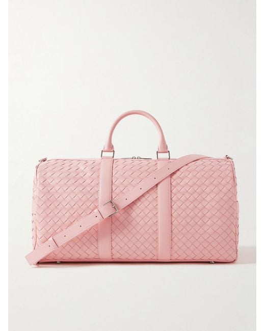 Bottega Veneta Pink Intrecciato Leather Duffle Bag for men