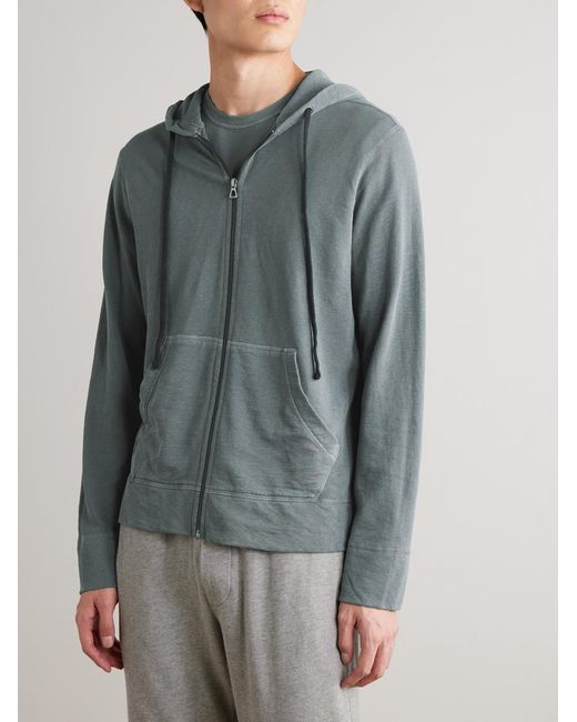 James Perse Blue Loopback Supima Cotton-Jersey Zip-Up Hoodie for men