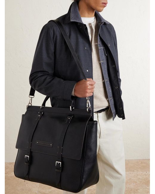 Brunello Cucinelli Black Full-grain Leather Weekend Bag for men