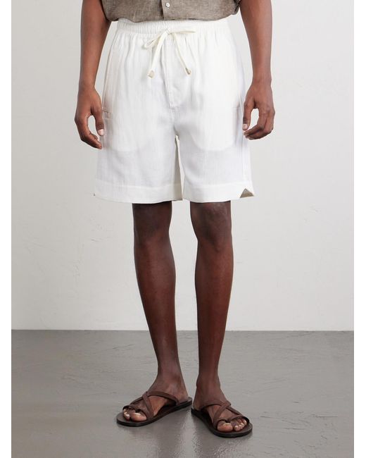 Eleventy White Straight-leg Linen Shorts for men
