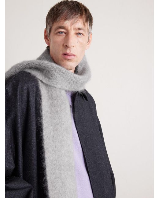 Acne Gray Kinna Skinny Fringed Mohair And Wool-Blend Scarf for men