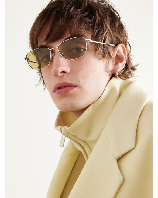 Bottega Veneta Silberfarbene Sonnenbrille mit D-Rahmen in Metallic für Herren