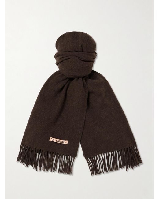 Acne Brown Canada Fringed Wool Scarf for men