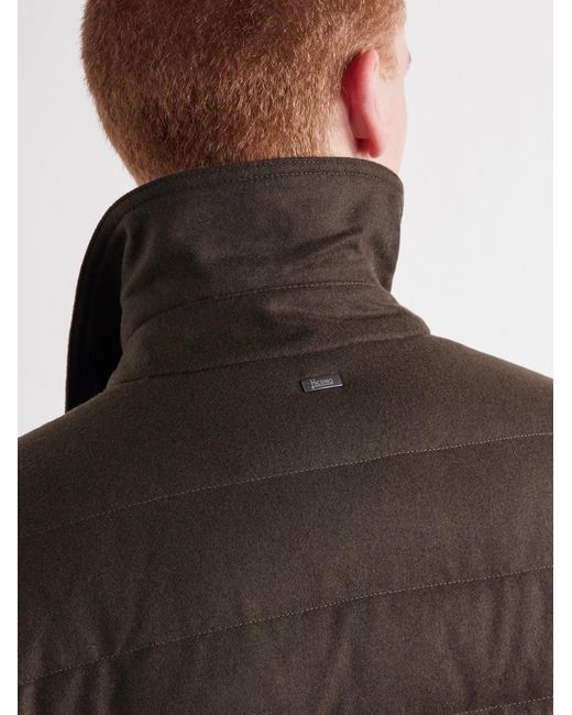 Herno Black Quilted Flannel Down Jacket for men