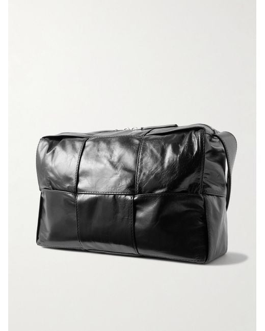 Bottega Veneta Black Intrecciato Leather Camera Bag for men