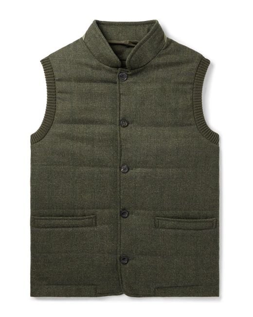 James Purdey & Sons Green Padded Herringbone Wool-Blend Gilet for men