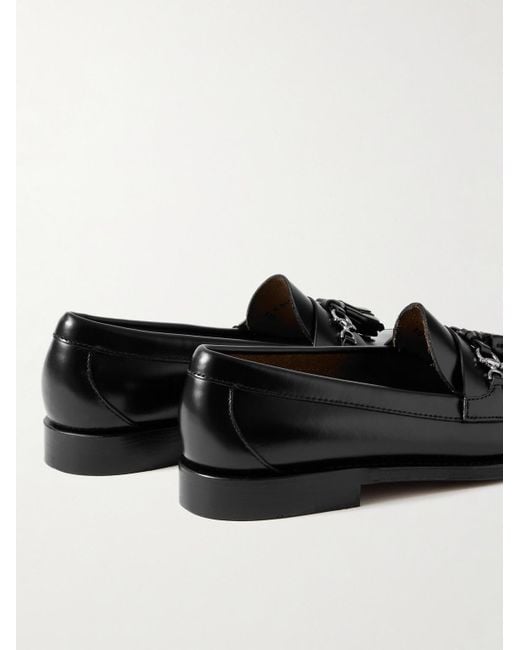 G.H.BASS Black Weejuns Heritage Lincoln Embellished Tasselled Leather Loafers for men