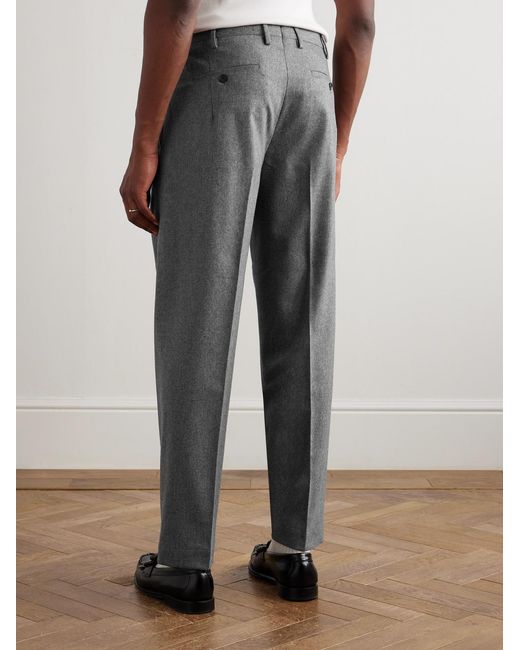 Slowear Gray Straight-Leg Pleated Wool-Blend Flannel Suit Trousers for men