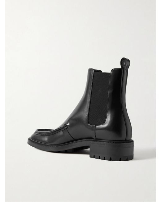 Saint Laurent Black Wesh Leather Chelsea Boots for men