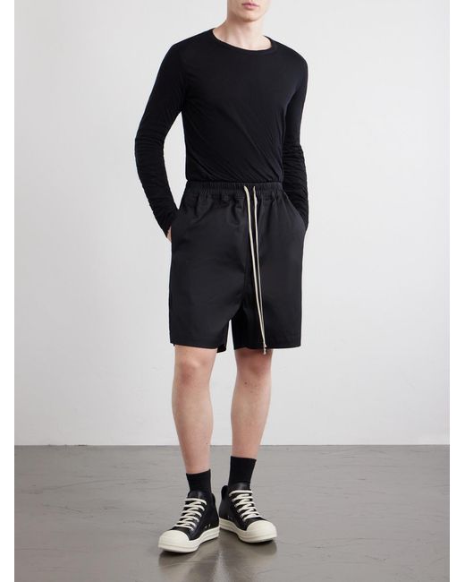 Rick Owens Blue Boxer Straight-leg Cotton-blend Canvas Drawstring Shorts for men