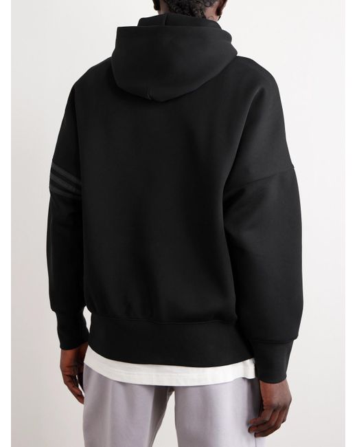 Adidas Originals Black Neuclassic Logo-embroidered Striped Cotton-blend Jersey Hoodie for men