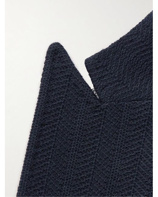 Etro Blue Slim-fit Jacquard-knit Cotton Blazer for men