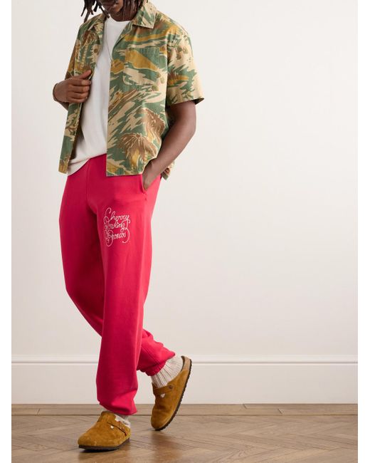 Pantaloni sportivi a gamba affusolata in jersey di cotone con logo ricamato Bowling Broncos di CHERRY LA in Red da Uomo