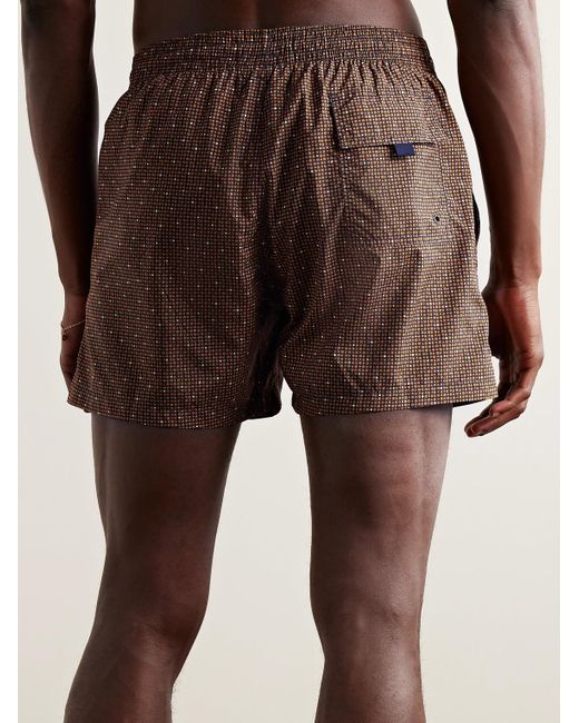 Canali Brown Straight-leg Mid-length Printed Swim Shorts for men