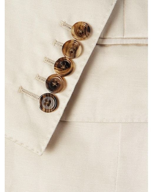 Tom Ford Natural Dyllan Double-Breasted Silk And Linen-Blend Twill Suit Jacket for men