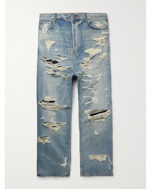 Balenciaga Wide-leg Distressed Jeans in Blue for Men | Lyst Canada