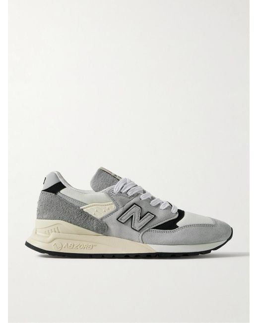 New Balance White 998 Leather And Rubber-trimmed Suede And Mesh Sneakers for men
