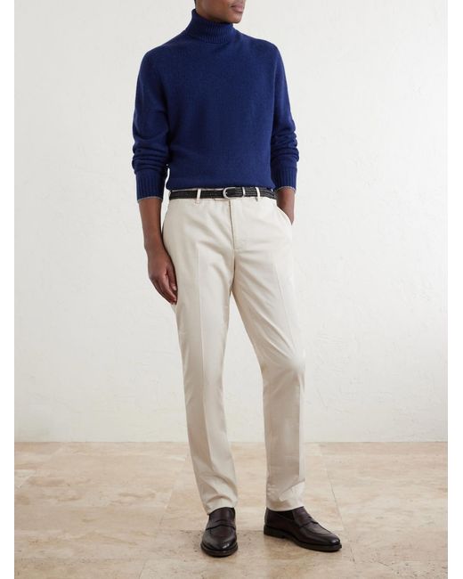 Brunello Cucinelli Blue Alpaca-Blend Rollneck Sweater for men